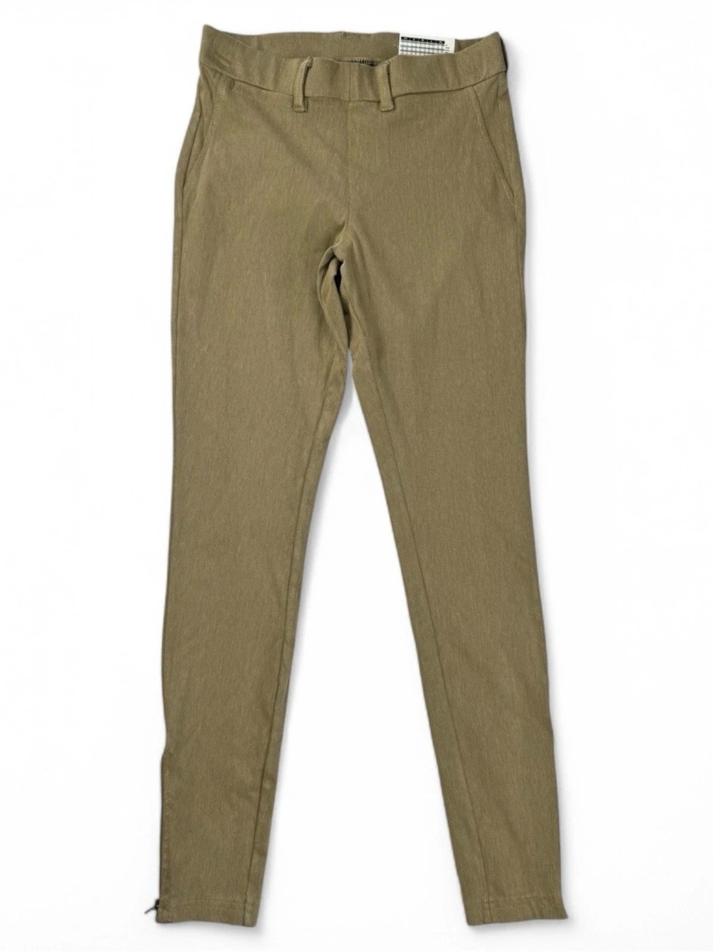 Hue Skimmer Leggings Womens XS Khaki Stretch Ankle Zip NWT